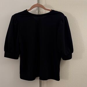 Chic Black Puff Sleeve Women's Blouse